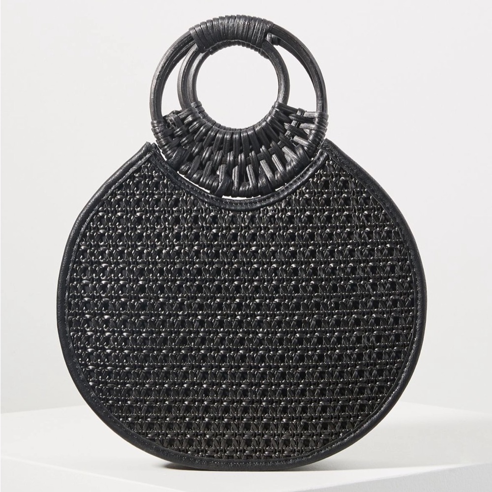 Anthropologie Round Woven Crossbody Bag - Black